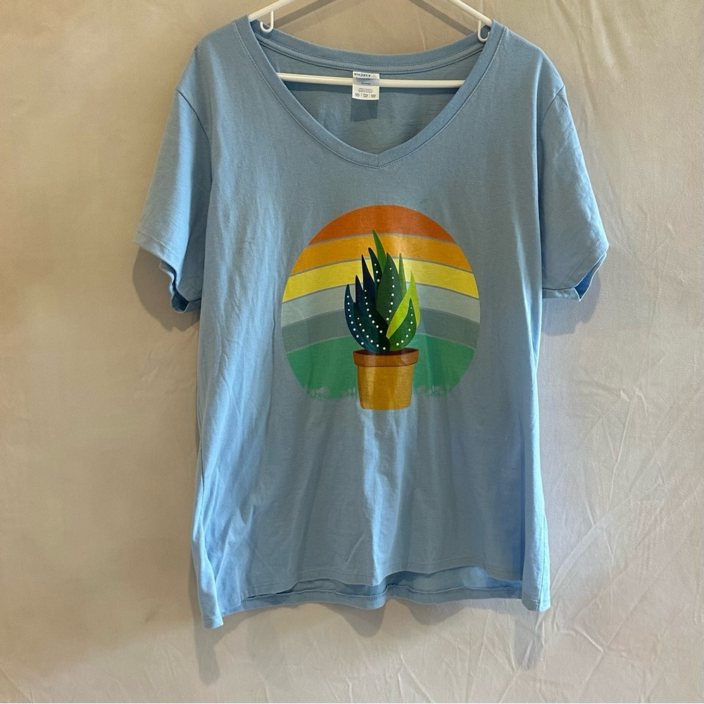 Succulent V neck t-shirt, women’s XXL